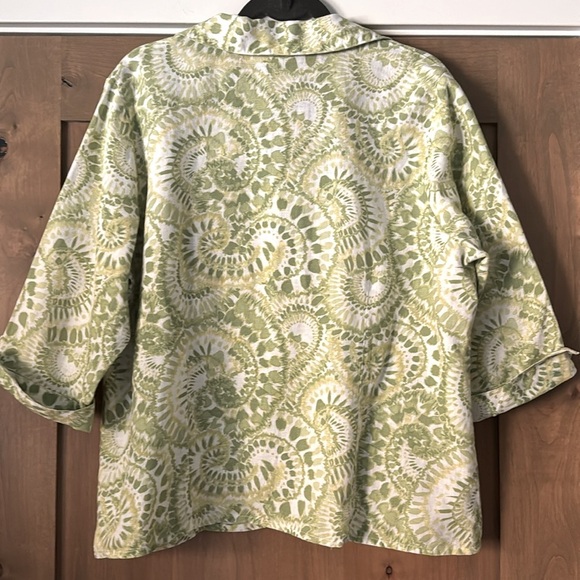 JM Collection Womens 16W Linen Button Up blouse Top Lagenlook coastal grandma - Picture 2 of 9